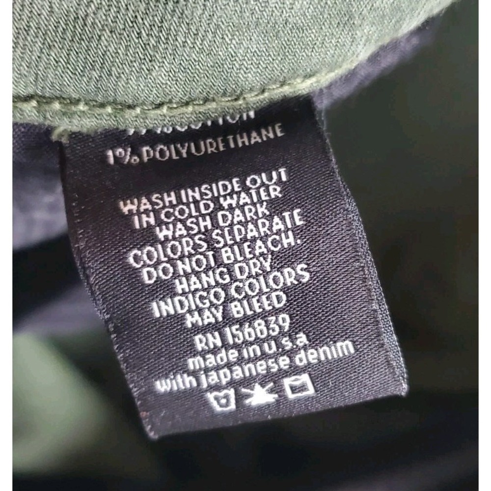 Monfrere Pants Mens 31 Green Army Stretch Performance Zip Pockets Japanese Denim - Picture 5 of 16